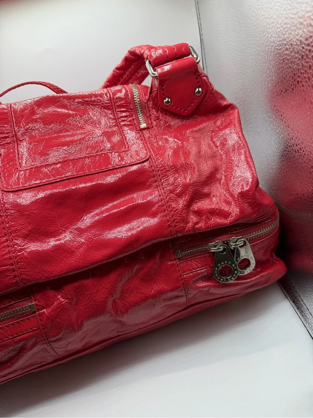 Vng Marc byMarc Jacobs Groovee Bag Hobo Y2K Patent Pink Leather Slouchy Satchel